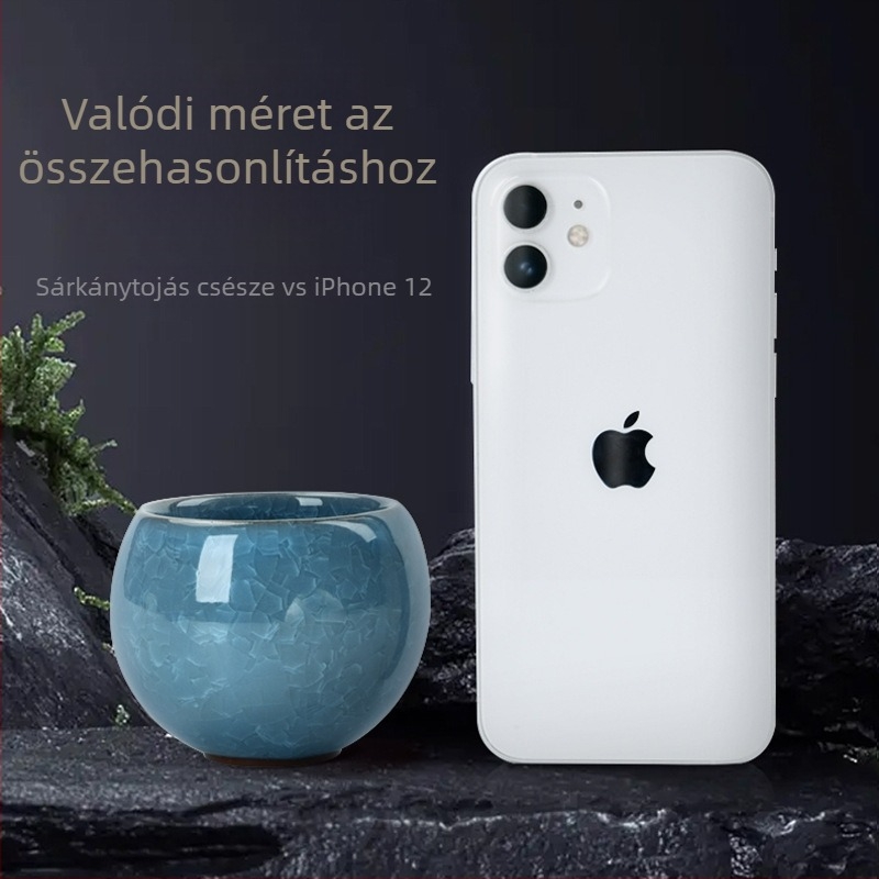Porcelán Master pohár jégrepesztett mintával, egyedi pohár kung-fu tea ceremóniához, ízlelő pohár, sárkány motívum, elegáns ajándék