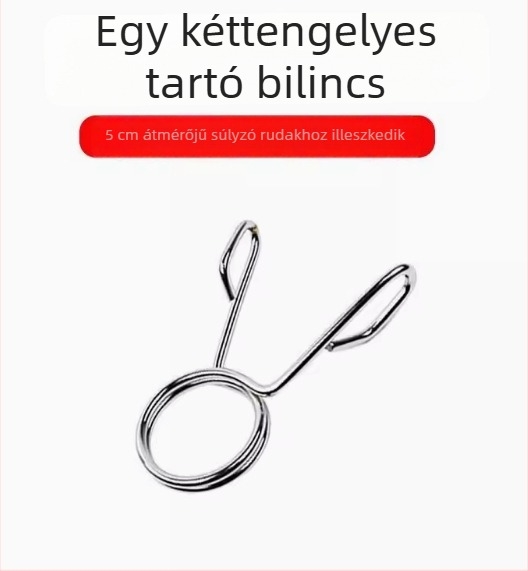 Görbe fogantyújú rugós csipeszek olimpiai rúdhöz és súlyzó rudakhoz; standard rudacsipeszek.