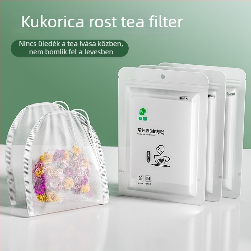Kukorica rostból készült teafilterek, egyszer használatosak, élelmiszer-minőségűek, üres teazsákok, kis méretűek