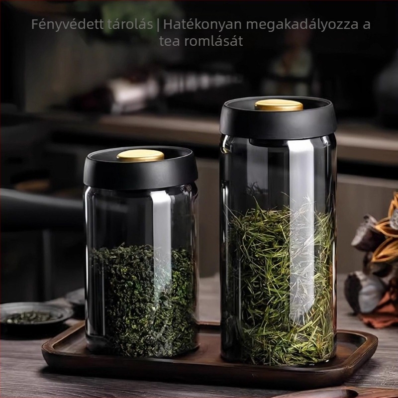 Vákuum üveges tároló kávébabokhoz és tealevelekhez, élelmiszer-minőségű, fényálló, nedvességálló, boroszilikát üveg, lezárt tartó