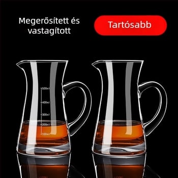 Erősített és vastagított italkiadó készlet üveg decantőrrel, boros kannával és tölcsérrel