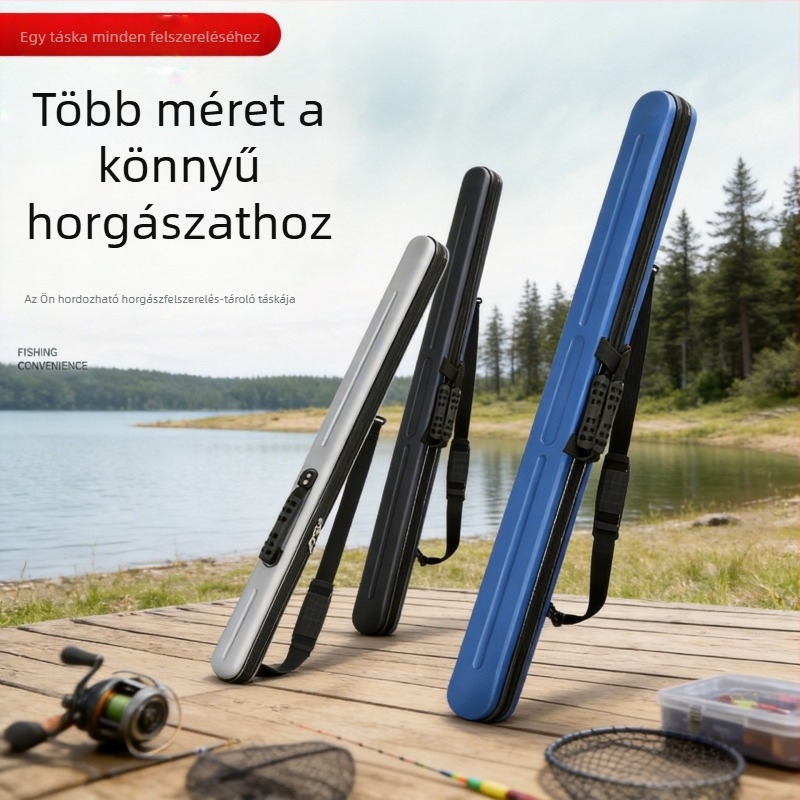 Többfunkciós kemény héjú horgászbot táska, könnyű és nagy kapacitású, kültéri használatra hosszú botokhoz.