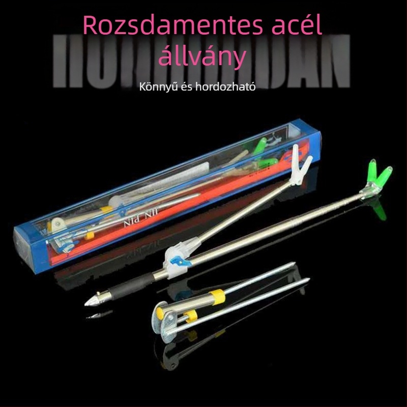 2,1 m-es összecsukható rozsdamentes acél horgászbot tartó torony-stílusú állvánnyal – kettős használat