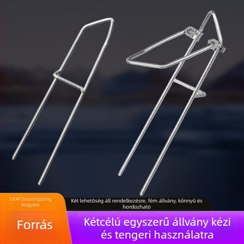 Kétfunkciós horgászbot-tartó tengerhez és szárazföldre, könnyen behelyezhető fém állvány