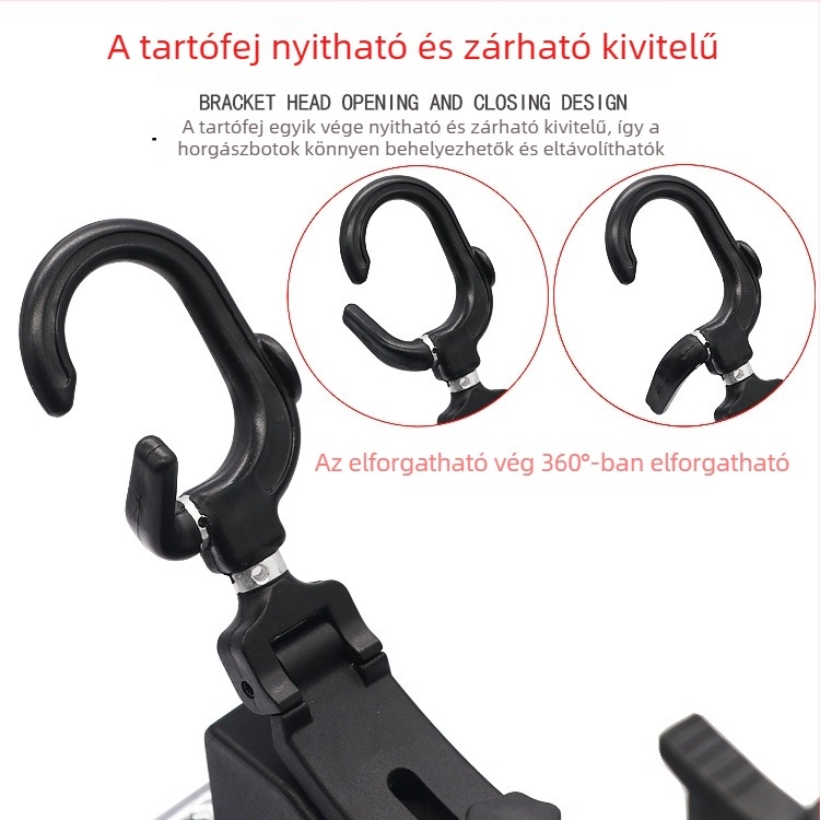 Hordozható, multifunkcionális csónakos horgászbot-tartó univerzális forgó zárómechanizmussal