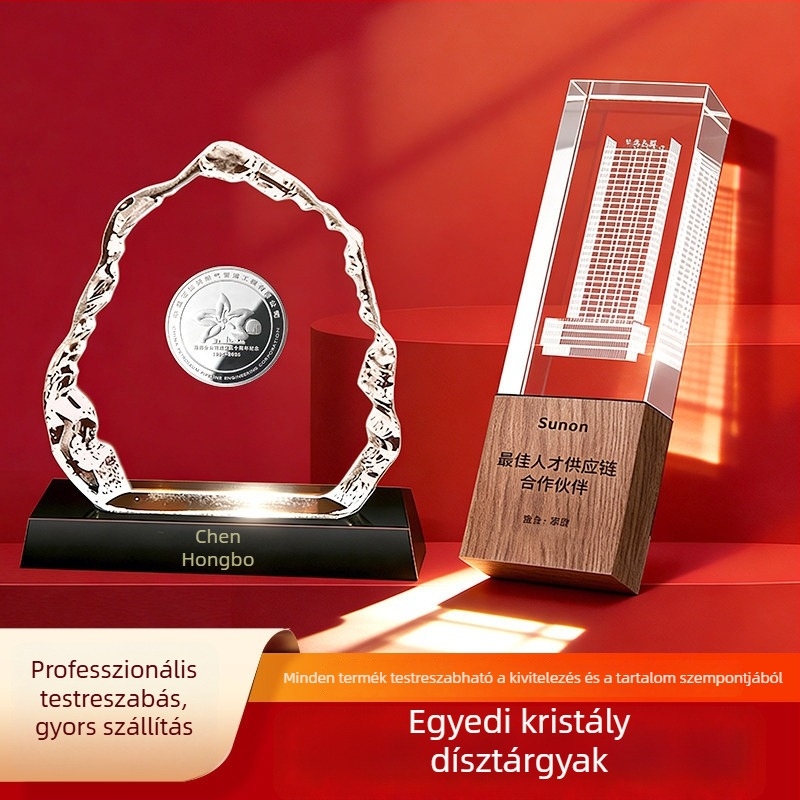 Bajtársak kristálygravírozása — emlékdísz nyugdíjba vonulásra, 3D kristály dekoráció lézergravírozással