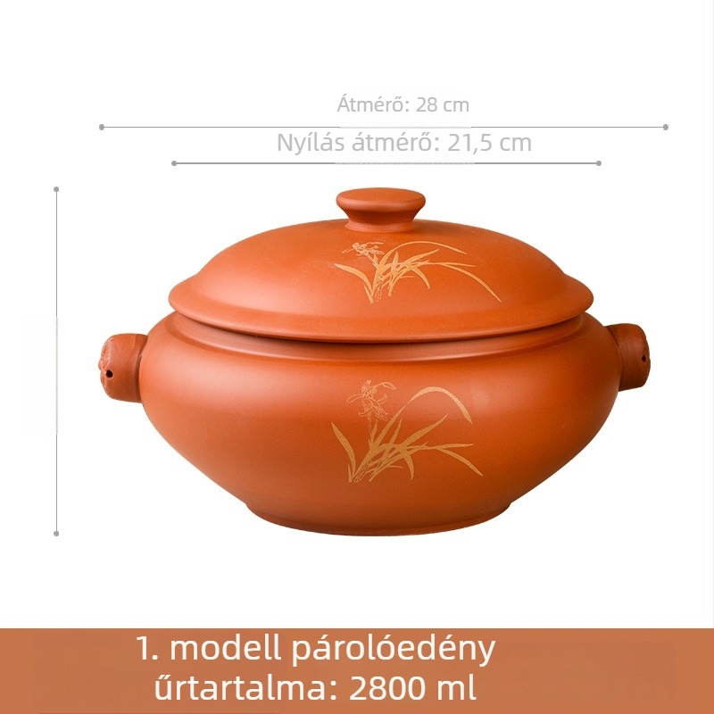 Kerámiából készült gőzölő edény vízválasztóval, gőzöléshez és csirkéhez