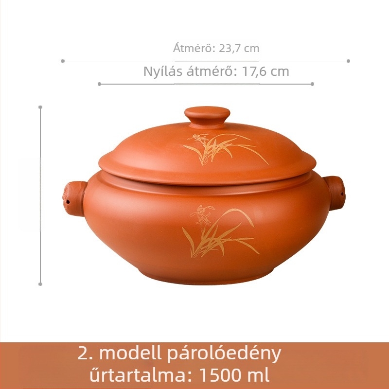 Kerámiából készült gőzölő edény vízválasztóval, gőzöléshez és csirkéhez