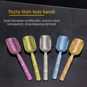 Tiszta titánium teáskanál, teáskanál és teáslapát — prémium teáskészlet a teaceremóniához