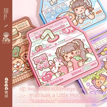 Little Mochi négyzetes jegyzetfüzet a Drink Box sorozatból, lányos stílusú tervező, kiváló rácsos mintával