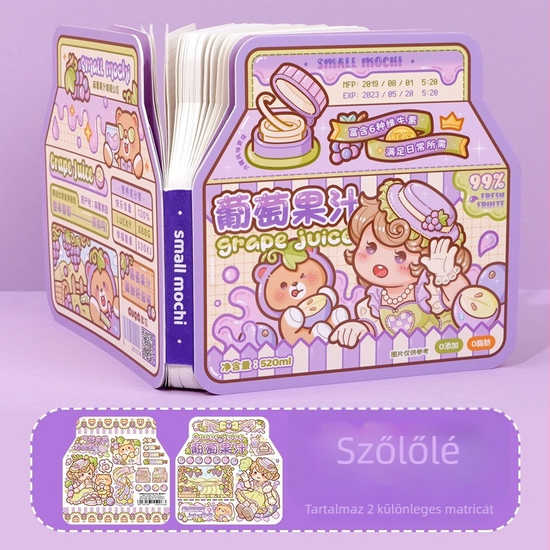 Little Mochi négyzetes jegyzetfüzet a Drink Box sorozatból, lányos stílusú tervező, kiváló rácsos mintával