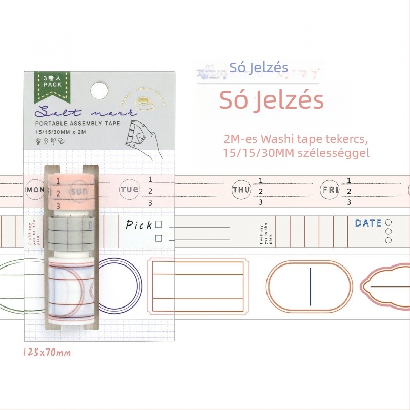 Xinmo 3 tekercses notesz-szalag, kézzel téphető, praktikus alap, sokoldalú DIY kollázs papír