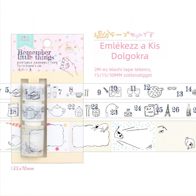 Xinmo 3 tekercses notesz-szalag, kézzel téphető, praktikus alap, sokoldalú DIY kollázs papír