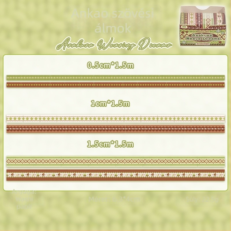 Yuxian Washi-szalag DIY készlet: több jelenet dekoráció, Fair Isle szövés-textúra téma, napló