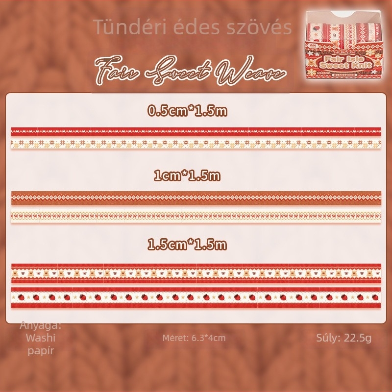 Yuxian Washi-szalag DIY készlet: több jelenet dekoráció, Fair Isle szövés-textúra téma, napló
