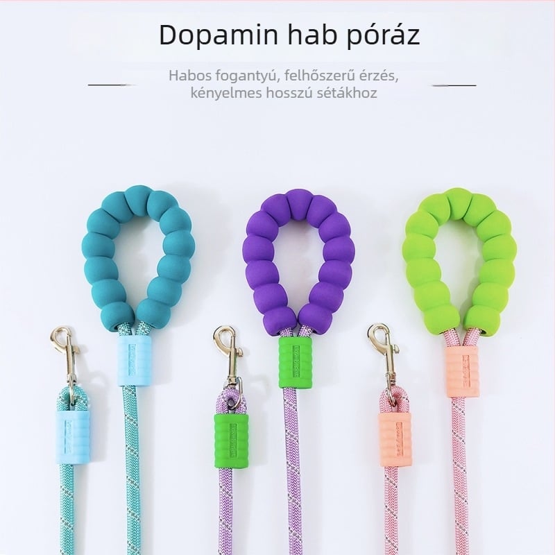 Kutyapóráz habosított, párnázott fogantyúval közepes és nagy testű kutyák számára