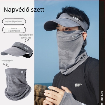 Kerékpározáshoz készült napvédő maszk, férfi UV-védős napkalap, UV-ujjvédők, integrált napkalap, háromrészes horgászati készlet