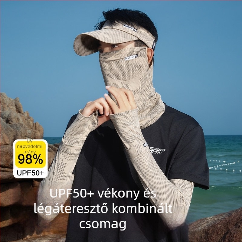 Kerékpározáshoz készült napvédő maszk, férfi UV-védős napkalap, UV-ujjvédők, integrált napkalap, háromrészes horgászati készlet