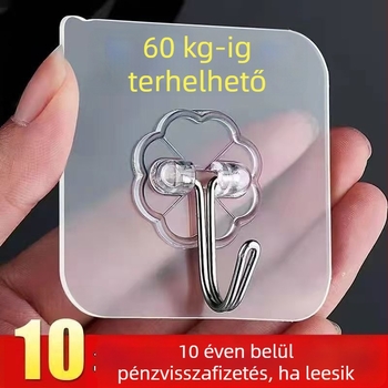 Konyhai tároló akasztók, áttetsző ragasztós kampók falra vagy ajtóra, fúrás nélkül, 1 kg-ig terhelés