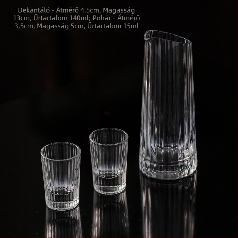Dekantáló készlet adagolópohárral és mérőpohárral, magas hőálló boroszilikát üveg, 101–200 ml, otthoni és szállodai használatra