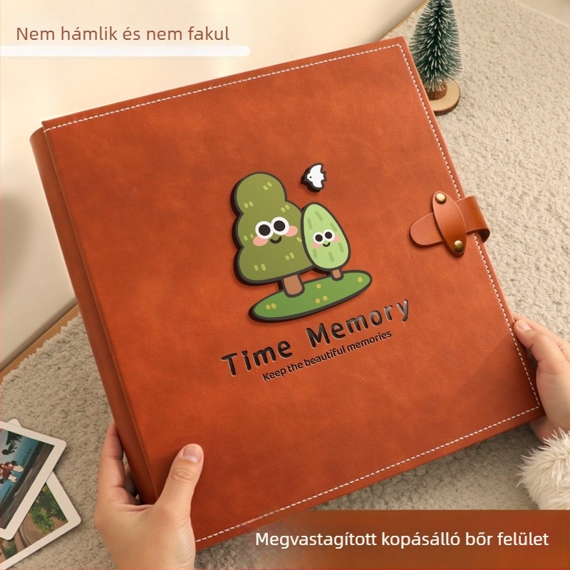 6 hüvelykes bőr fotóalbum a csecsemő fejlődésének rögzítésére, nagy kapacitású, beillesztéses stílusú
