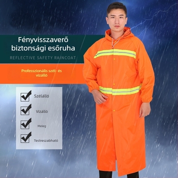 Fényvisszaverős hosszú esőkabát közmunkához, férfiaknak, vastagított kivitel, XXL méret, járőrpóncsó