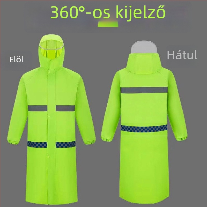 Fényvisszaverős hosszú esőkabát közmunkához, férfiaknak, vastagított kivitel, XXL méret, járőrpóncsó