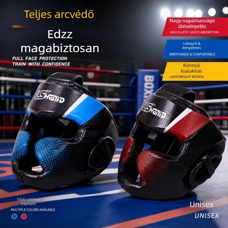 Boksz sisak teljes arcvédővel Muay Thai és Sanda, felnőtt fejvédő