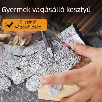 Gyermekek vágásbiztos kesztyűi faragáshoz, kopásállóak, csúszásmentesek, könnyűek, 5-ös szintű vágásvédelmi, légáteresztő kesztyűk fiúknak és lányoknak