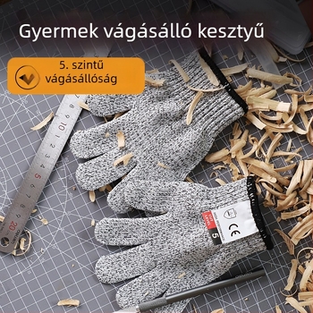Gyermekek vágásbiztos kesztyűi faragáshoz, kopásállóak, csúszásmentesek, könnyűek, 5-ös szintű vágásvédelmi, légáteresztő kesztyűk fiúknak és lányoknak