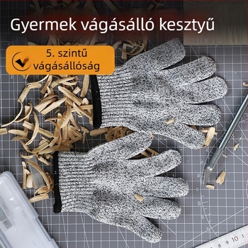 Gyermekek vágásbiztos kesztyűi faragáshoz, kopásállóak, csúszásmentesek, könnyűek, 5-ös szintű vágásvédelmi, légáteresztő kesztyűk fiúknak és lányoknak