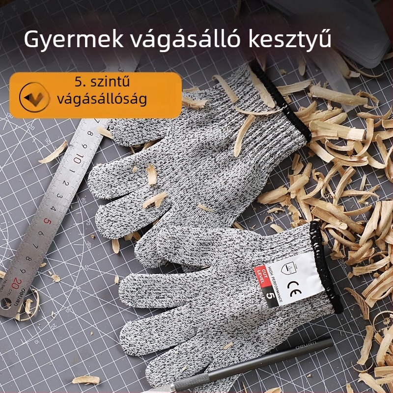 Gyermekek vágásbiztos kesztyűi faragáshoz, kopásállóak, csúszásmentesek, könnyűek, 5-ös szintű vágásvédelmi, légáteresztő kesztyűk fiúknak és lányoknak