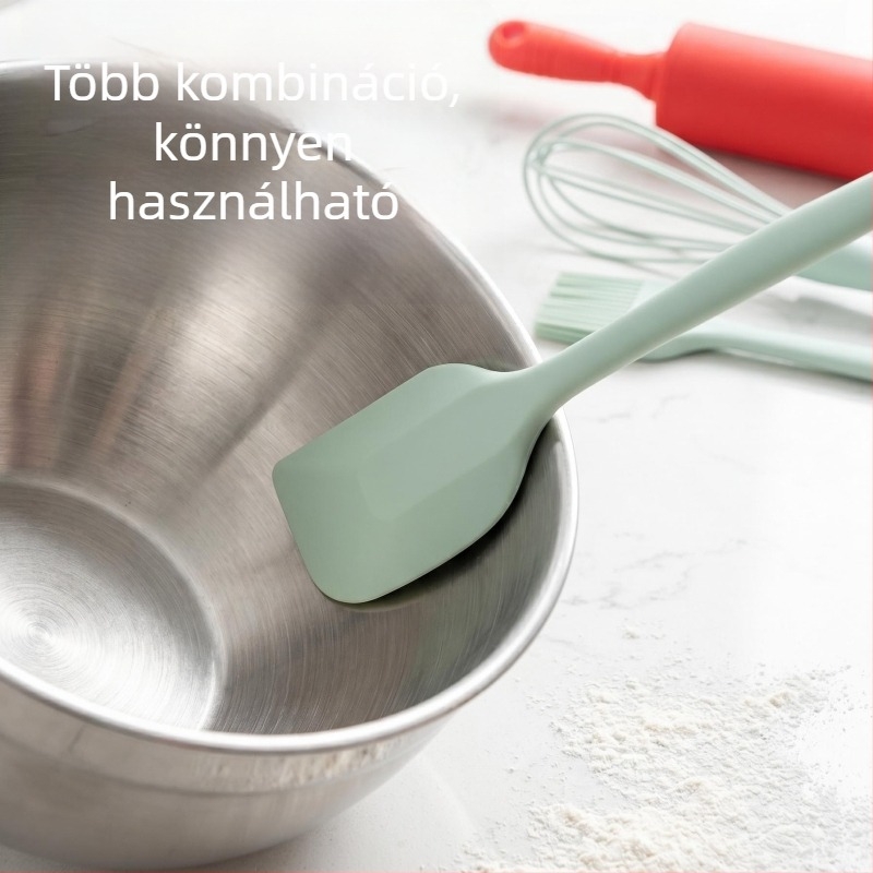 Kis szilikon tésztanyújtó, PP sütő készlet, tojásfelverő, spatula, olaj ecset, otthoni tésztanyújtó eszköz – tortákhoz és bébiételhez