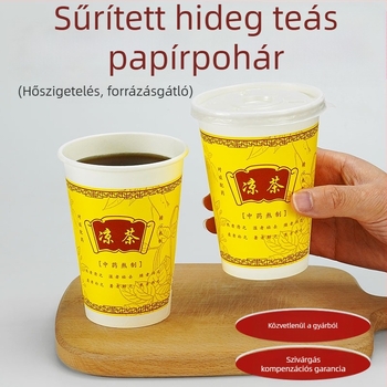 12A 350ml egyszer használatos papír pohár gyógyteahoz, vastagított, nagy kapacitású, fedéllel