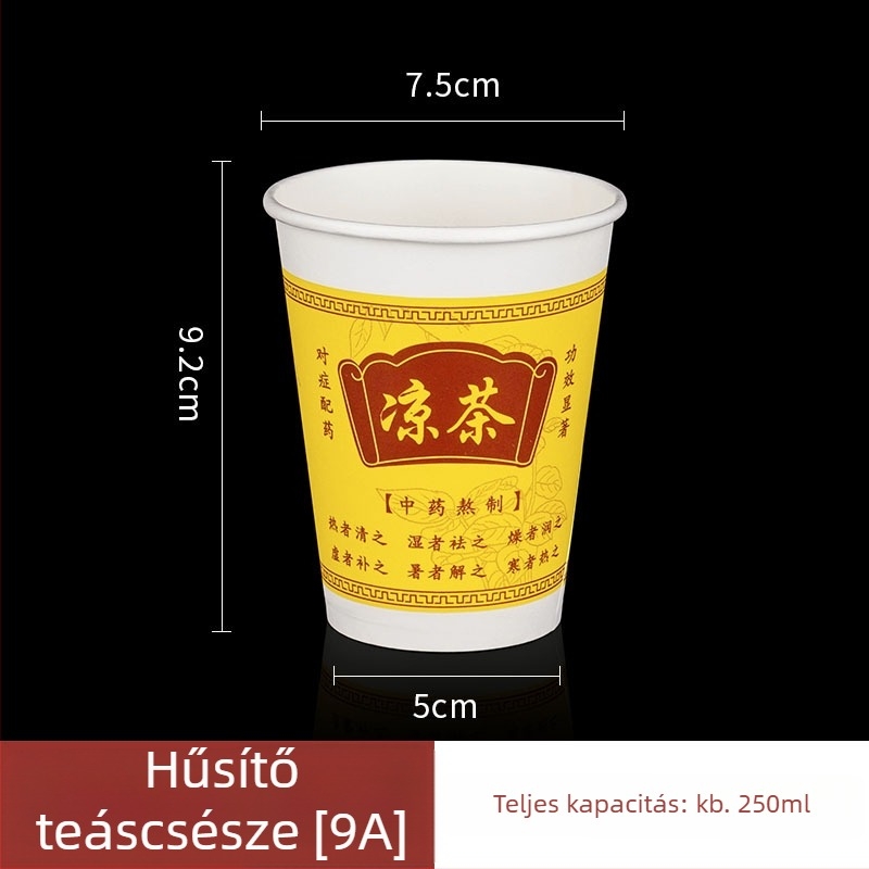 12A 350ml egyszer használatos papír pohár gyógyteahoz, vastagított, nagy kapacitású, fedéllel