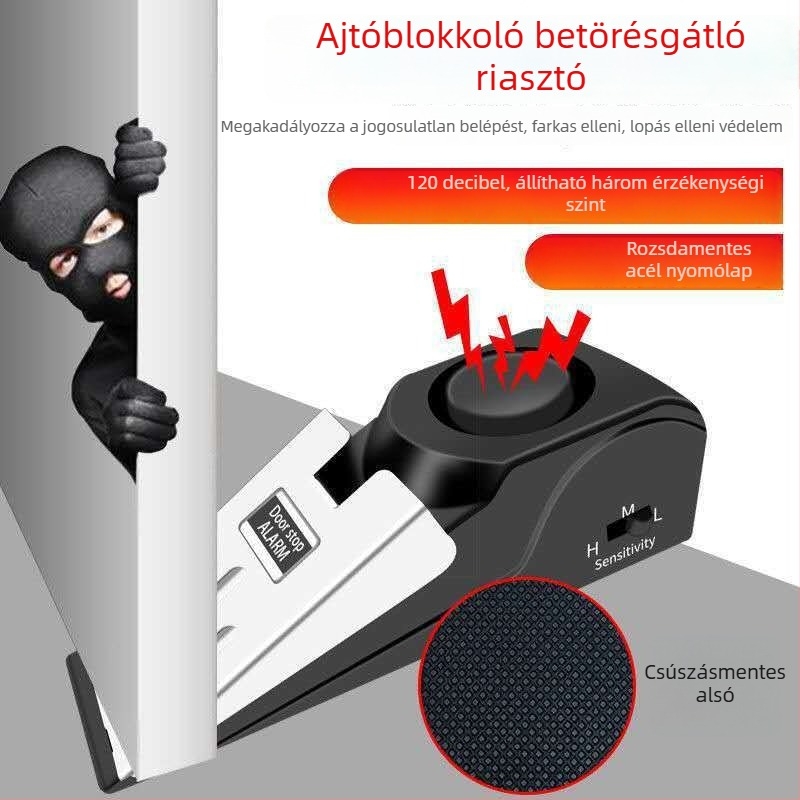 Hordozható ajtóstopper riasztó otthon és hotel használatra, ajtóblokkoló, 304 rozsdamentes acél