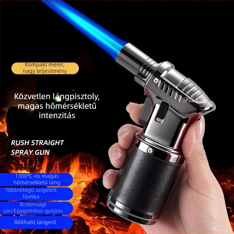 Szélvédett bőrszivar öngyújtó pumpával és permetezőpisztollyal, szabadtéri grillhez, nagy hőmérsékletű láng