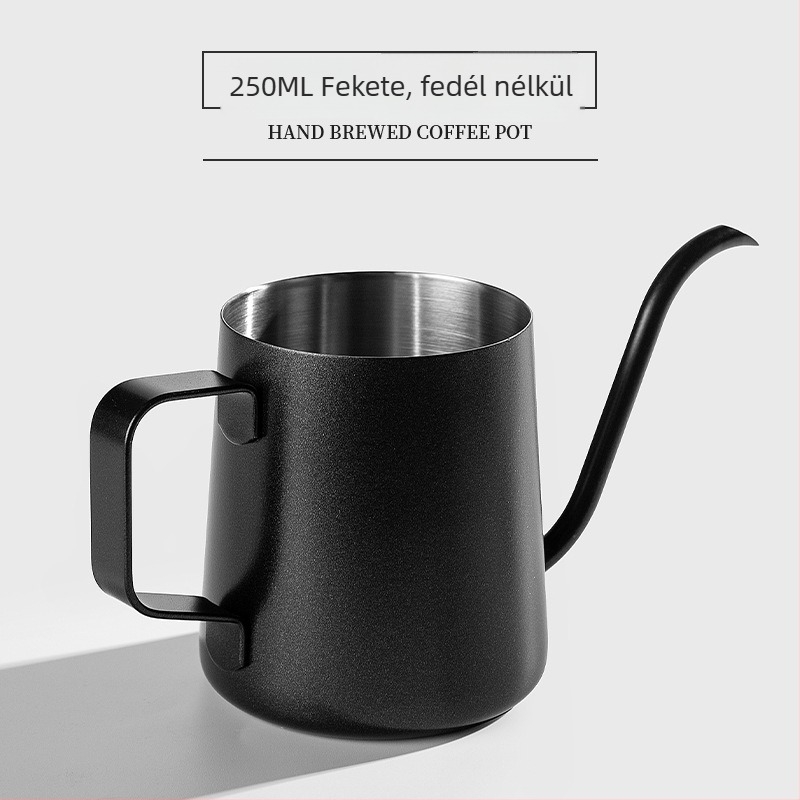 Rozsdamentes acélból készült kávékészlet pour-overhoz: kávé kanna, szűrő pohár és keskeny szájú vízforraló