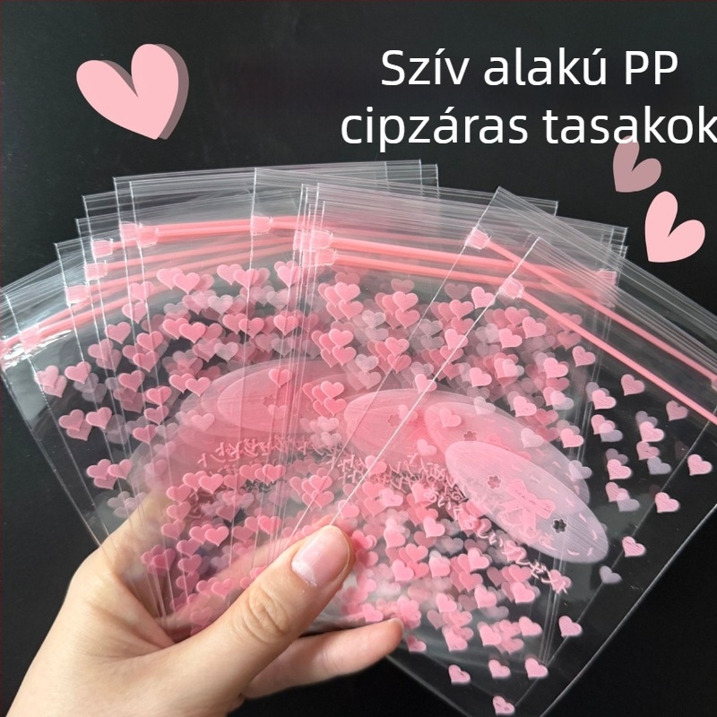 Színes PP önzáró tasakok ékszerek és kozmetikumok számára, rózsaszín rajzfilm mintával