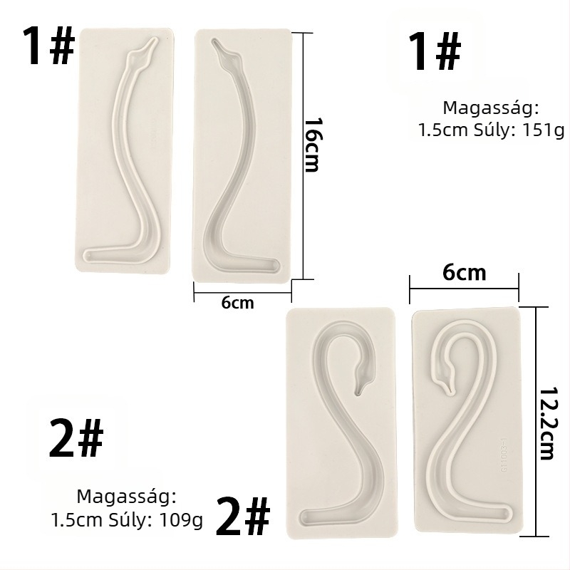 Hattyúnyak szilikon forma tortadíszítéshez fondanttal, 3D csokoládé forma.
