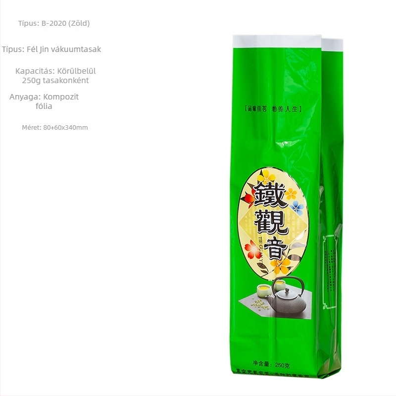 Tieguanyin vákuum teás tasakok, 250 g, vastagított, több stílusú, lezárható, egyedi nyomtatással