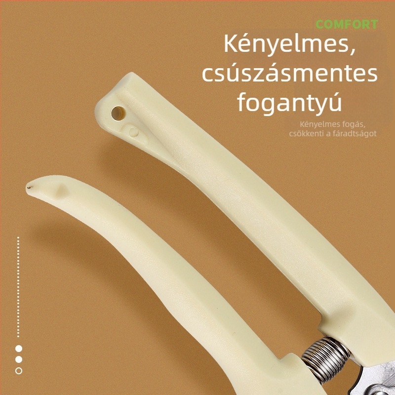 Rozsdamentes acél kertészeti olló ágak vágásához és gyümölcsök szedéséhez a gyümölcsösben