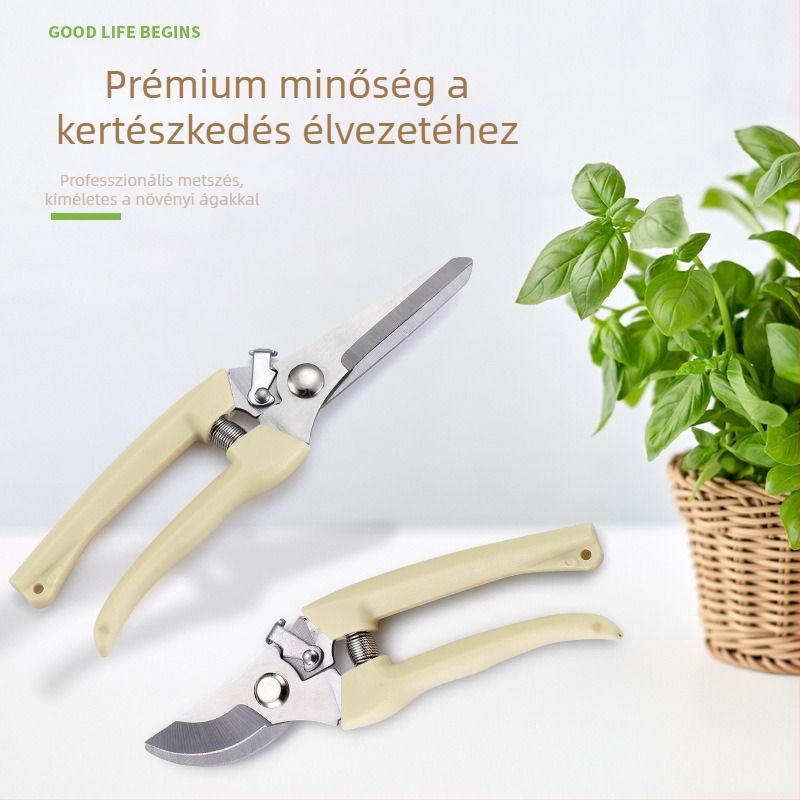 Rozsdamentes acél kertészeti olló ágak vágásához és gyümölcsök szedéséhez a gyümölcsösben