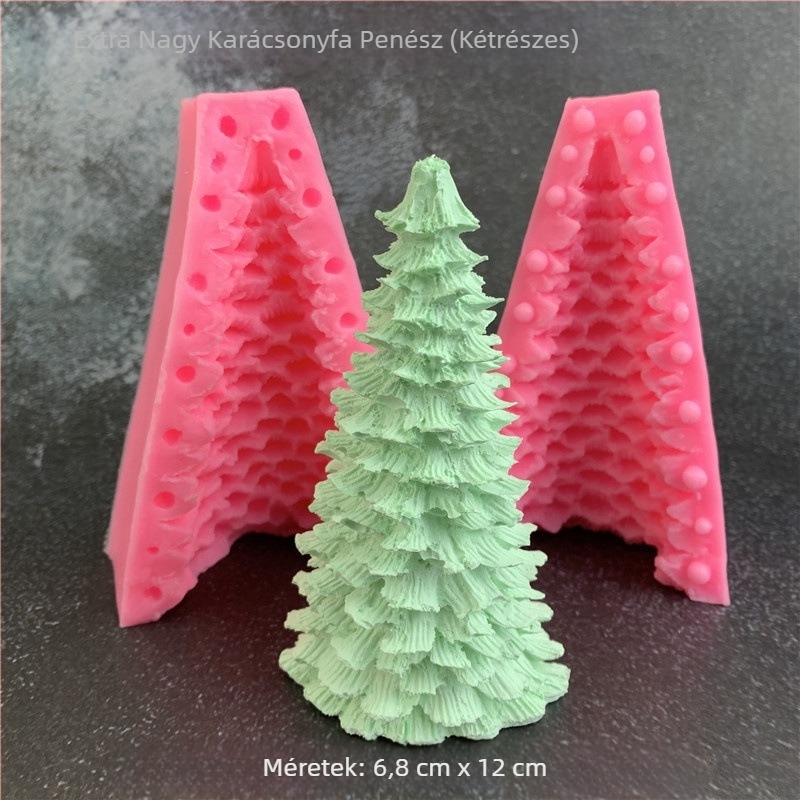 3D szilikon forma fenyő- és cédrus alakban illatosított gipsz gyertyákhoz, karácsonyfát alakú torta- és mousse-dekorációhoz