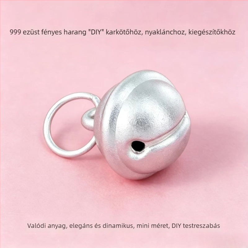 S999 Tiszta ezüst harang medál, DIY kézzel készített szőtt karkötőhöz, nyaklánchoz és bokalánchoz – ezüst ékszerkiegészítő