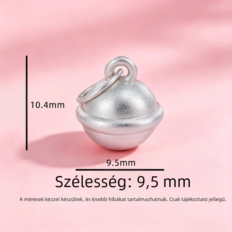 S999 Tiszta ezüst harang medál, DIY kézzel készített szőtt karkötőhöz, nyaklánchoz és bokalánchoz – ezüst ékszerkiegészítő