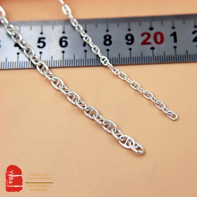 S925 sterling ezüst, japán lánc DIY kézzel készített karkötőhöz, nyaklánchoz és bokalánchoz, ezüst félkész lánc