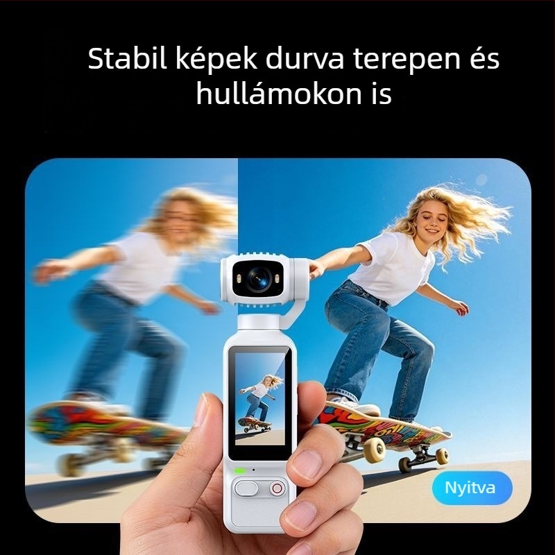 HD kézi zseb-gimbal kamera vlogoláshoz és kültéri felvételekhez, stabilizálás