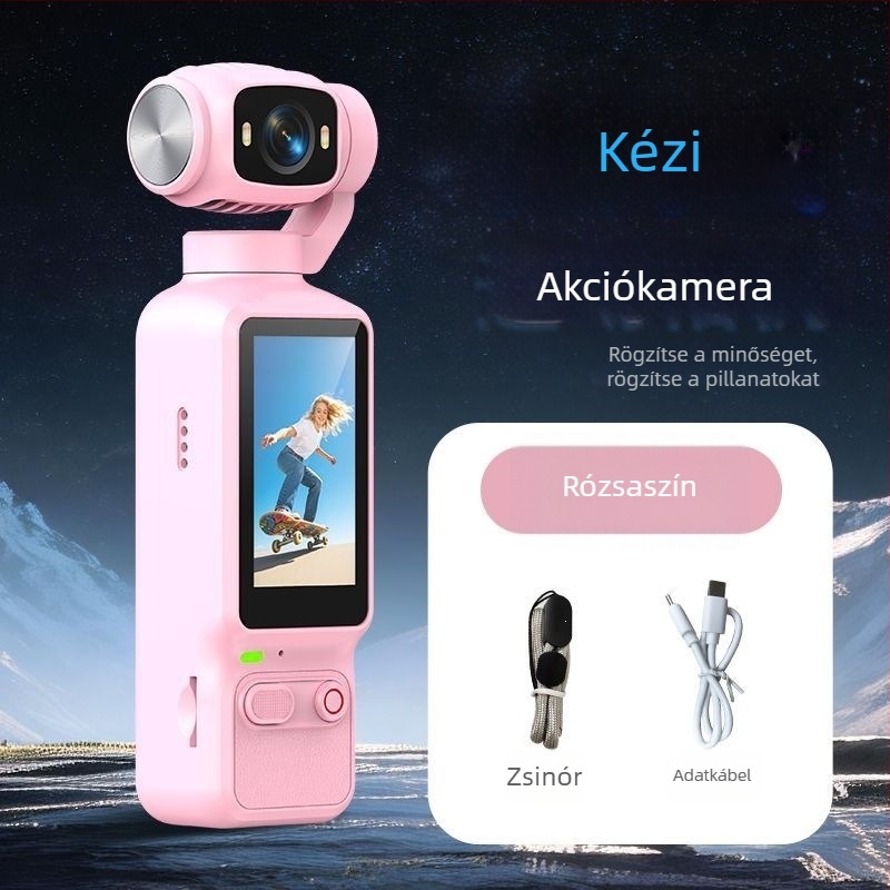 HD kézi zseb-gimbal kamera vlogoláshoz és kültéri felvételekhez, stabilizálás