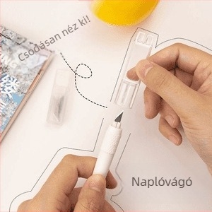 Fehér kézműves kés naplókhoz — papírvágó, szalagvágó, DIY művészeti kés
